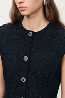 Rosie Lapel Tweed Cinched Dress in French Bouclé