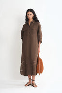 Riley Openwork Embroidery Shirt Dress in Fine Linen