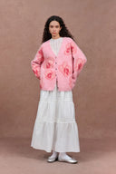 Juliet Orchid Jacquard Cardigan in Alpaca Knit