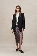Layering Sequin Slit Midi Skirt in Shimmering Mermaid Sequins