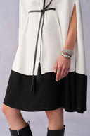 Carlton Wrinkle Resistant Cape Dress in Matte Satin-Linen Blend