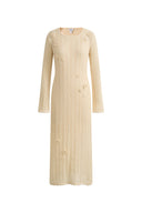 Eliana 3D Floral Open-Knit Dress in Linen Blend