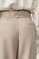 Halley Tie Waist Wide Leg Suit Pants in Wrinkle Resistant Suiting Fabric