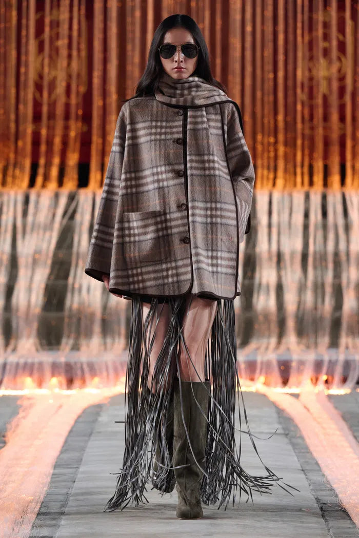 Cecilia Reversible Double Face Short Coat in Wool Cashmere Blend