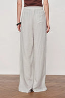Eva Ivory Ruched Drawstring Wide Leg Casual Pants in Lightweight Linen Blend