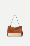 Fab Rialto Double Flap Handbag in Nappa Leather & Water-Resistant Canvas