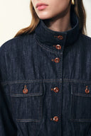 Solene Utility Style Fitted Denim Jacket and Jeans Matching Set in Hemp-Blend Denim