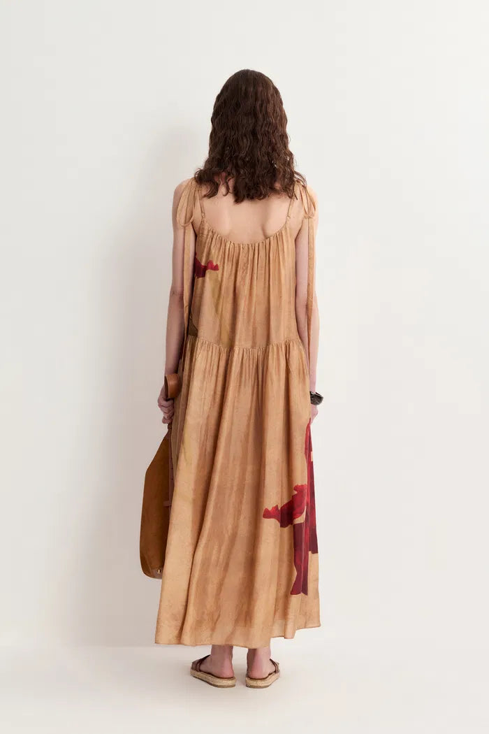 Abby Crimson Iris Flora Sleeveless Dress in Lyocell