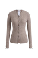 Kaia Slim Fitted Cardigan in Dense Rib Knit
