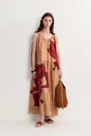 Abby Crimson Iris Flora Sleeveless Dress in Lyocell