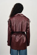 Ostro Trench Style Coat in Waxed Faux Leather