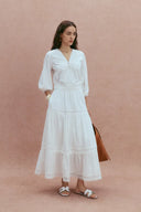 Elli Embroidery Puff Sleeve Blouse Top in Cotton