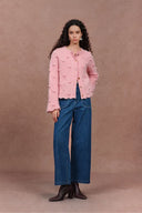 Cassie 3D Pom Pom Cardigan in Merino Wool–Alpaca Blend Knit