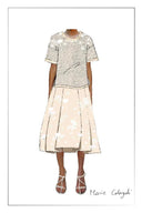 Lea Handcrafted 3D Floral Skirt in Silk-Wool Satin