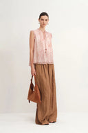 Gracia Printed Sleeveless Blouse in Crepe Georgette