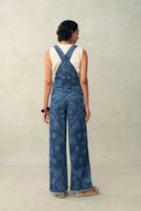 Hazel Laser-Print Paisley Denim Overalls in Cotton Denim