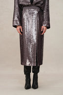 Layering Sequin Slit Midi Skirt in Shimmering Mermaid Sequins