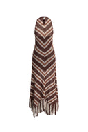 Franny Hand Crochet Striped Sleeveless Dress in Cotton-Linen Tape Yarn Knit Maa Taa Caa Eaa Daa Faa Eaa