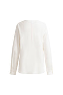 Bianca Drape Neck Sequin Embroidered Blouse in Acetate Twill