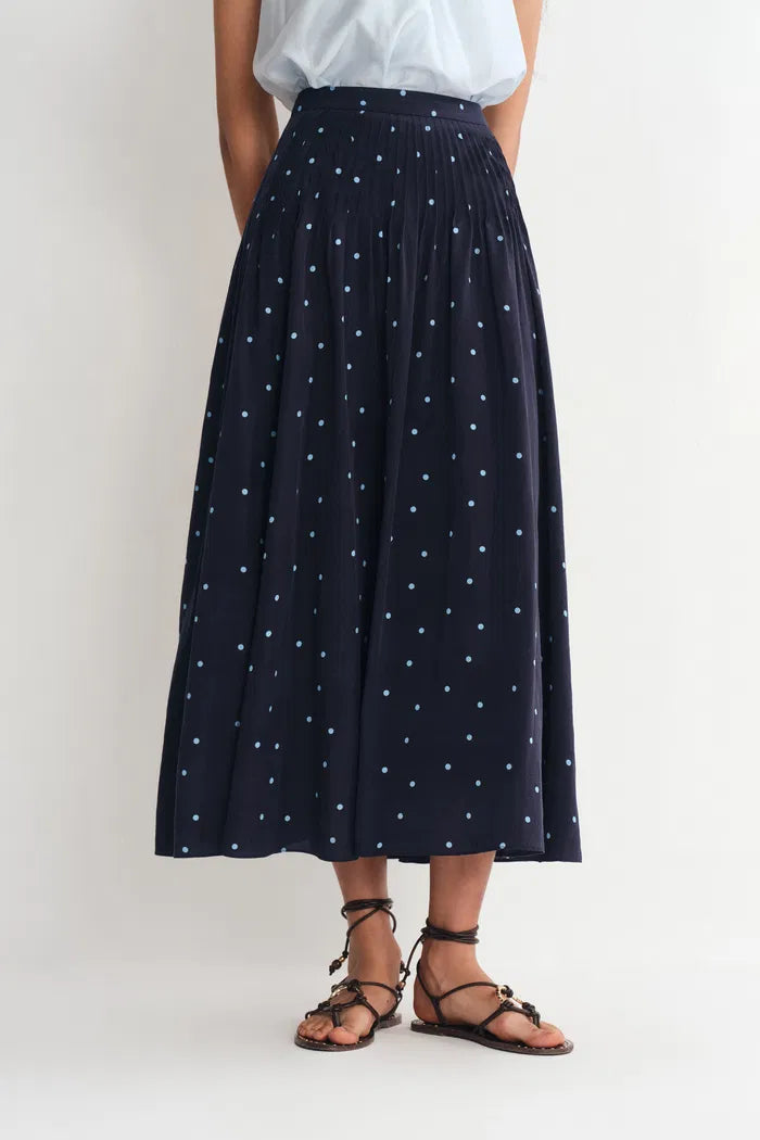 Nora Polka Dot Skirt in Linen Blend