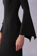 Nokta Hand Sewn Rhinestone Collar Maxi Dress in Linen Style Suiting