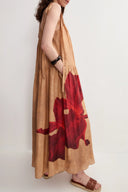 Abby Crimson Iris Flora Sleeveless Dress in Lyocell