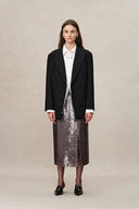 Layering Sequin Slit Midi Skirt in Shimmering Mermaid Sequins