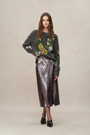 Layering Sequin Slit Midi Skirt in Shimmering Mermaid Sequins