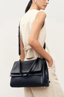 Rialto Double Flap Handbag in Calfskin Leather