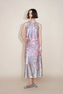 Electra Hand Finished Ombre Midi Skirt in Full Sequin Embroidery