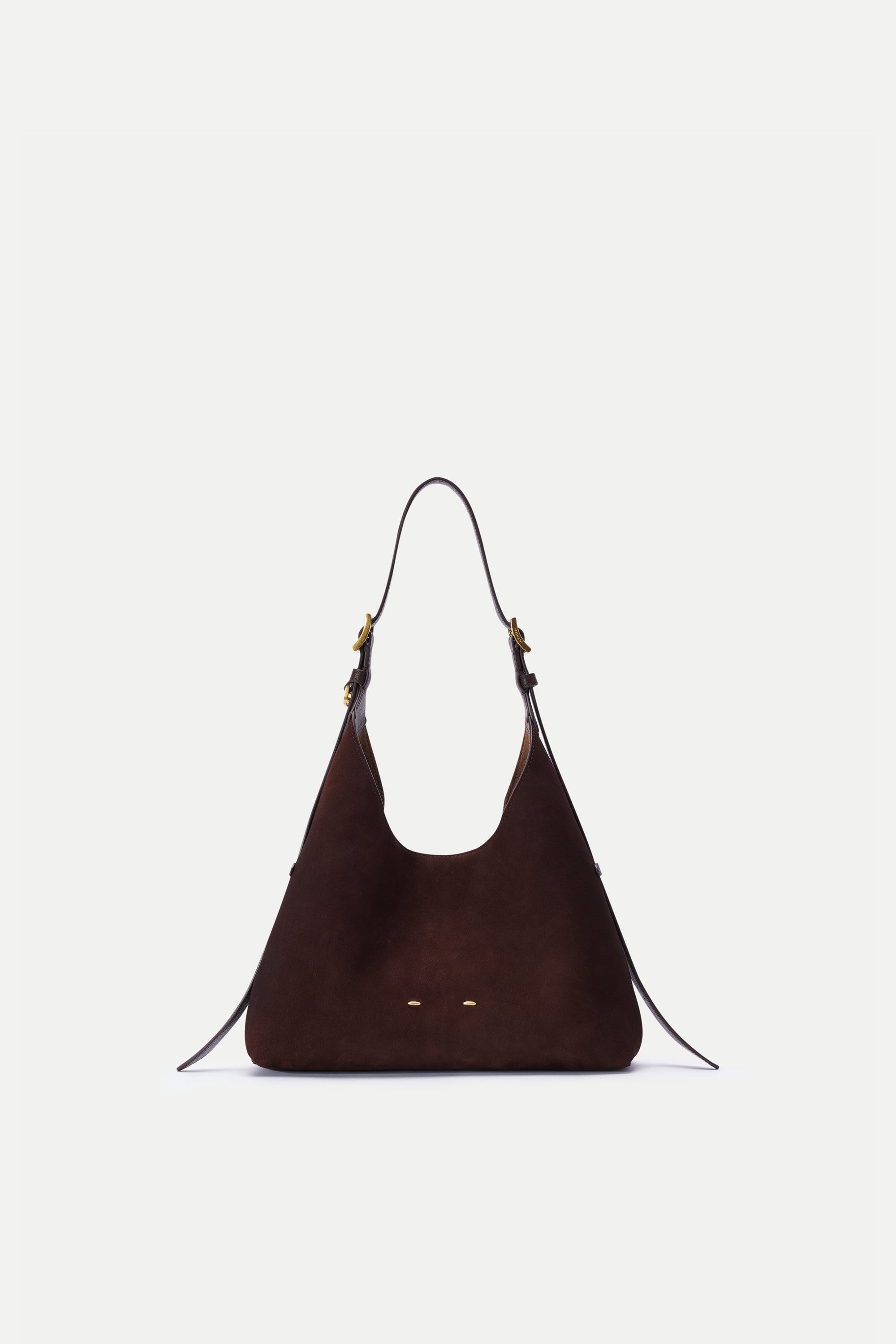 Duomo Double Buckle Small Hobo Bag in Top-Grain Nubuck Leather
