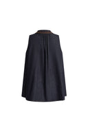 Zach Sleeveless Top in Silk-Cotton Denim