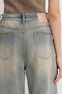 Harper Two Tone Wide Leg Jeans in Cotton Denim