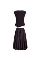 Freya Twisted Drape Sleeveless Top and Bubble Skirt Set in Cotton Blend