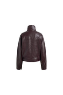 Scarlett Batwing Cropped Jacket in Crinkled Vegan Leather