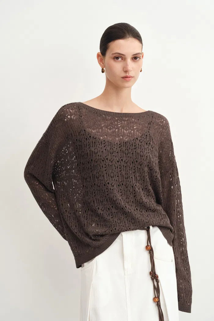 Matthew Reversible Front or Back Sweater in Cashmere Blend Knit