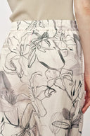 Emma Handpainted Floral Elastic Waist Wide Leg Pants in Linen Blend