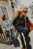 Solene Utility Style Fitted Denim Jacket and Jeans Matching Set in Hemp-Blend Denim