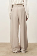 Halley Tie Waist Wide Leg Suit Pants in Wrinkle Resistant Suiting Fabric
