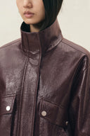 Scarlett Batwing Cropped Jacket in Crinkled Vegan Leather