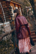 Ostro Trench Style Coat in Waxed Faux Leather