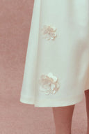 Lea Handcrafted 3D Floral Skirt in Silk-Wool Satin