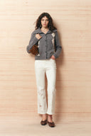 Mia Hand Embroidery Argyle Cardigan in Wool Blend