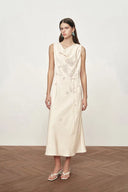 Phoebe Sleeveless Cowl Neck Dress in Crinkle Acetate