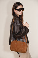 Monti Small Boston Bag in Top Grain Cowhide Suede