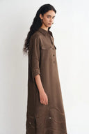 Riley Openwork Embroidery Shirt Dress in Fine Linen