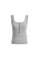 Kari Henley Collar Sleeveless Vest Top in Openwork Knit