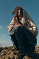 Catelo Double Breasted Leather Belted Short Trench Coat in Wrinkle Resistant Cotton