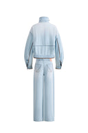 Luna Lantern Sleeve Jacket and Jeans Matching Set in Cotton Denim