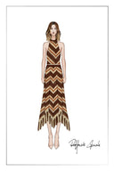 Clara Hand Crochet Fringed Skirt in Cotton-Linen Tape Yarn